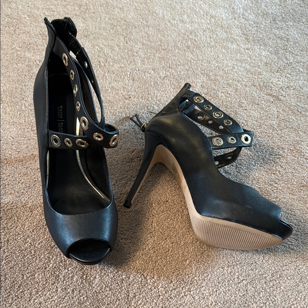 White House Black Market Stylish Black Peep-Toe Heels